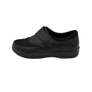 Apex All Black Leather Dressy Work Sneaker Comfort Petals Emmy 7.5W Slip Resist